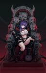  absurdres akuma_nihmune akuma_nihmune_(2nd_costume) banefury bao_(vtuber) belt belt_buckle black_nails boots bracelet breasts buckle chain collar demon_girl demon_horns eiko_orihime fingerless_gloves gloves highres horns indie_virtual_youtuber jewelry knee_boots large_breasts looking_at_viewer open_mouth pubic_tattoo purple_hair rainhoe red_eyes sanagi_yuzu shylily spiked_bracelet spiked_kneepads spikes tattoo teeth thigh_strap throne tongue trickywi vienna_(vtuber) virtual_youtuber 