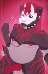  absurd_res anthro bone chubby_male collar ear_piercing hair hi_res inner_ear_fluff kacaii knot leash male nipple_piercing nipples patreon piercing red_hair skull slightly_chubby solo tuft 