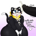  &lt;3 &lt;3_eyes absurd_res anthro atlus balls bandanna big_butt black_body black_frost black_fur black_penis blue_eyes blush bodily_fluids butt clothing cum cum_on_face demon dialogue digital_drawing_(artwork) digital_media_(artwork) domestic_cat drawee_draws duo ejaculation english_text erection felid feline felis fur genital_fluids genitals hat headgear headwear hi_res huge_butt humanoid humanoid_hands imp kerchief kneeling male male/male mammal mask megami_tensei megami_tensei_persona morgana_(persona) nude overweight overweight_male penis sega simple_background smile tail text thick_thighs tongue tongue_out white_body white_fur wide_hips 