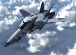  3d camouflage choujikuu_yousai_macross cloud english_commentary flying gunpod macross mecha no_humans original realistic robot robotech roundel science_fiction u.n._spacy user_aznk3572 variable_fighter vf-1 