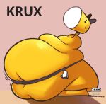  ambiguous_gender animate_inanimate anthro belly belly_squish belt big_belly cord ears_back ikea ikea_krux_lamp lamp mammal morbidly_obese morbidly_obese_anthro nervous_sweat obese obese_anthro overweight overweight_anthro pivoted_ears solo spleeep squish yellow_body 