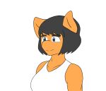  absurd_res animated anthro arisenleaf black_hair blue_eyes ear_twitch female fluffy_pony fur hair hi_res orange_body orange_fur simple_background solo white_background 