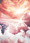  absurdres cloud cloudy_sky cumulonimbus_cloud evening highres lens_flare no_humans oka_kojiro original pink_sky scenery sky 