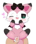  anthro azuo beatcats felid feline female fur genitals green_eyes hi_res mammal mia_(beatcats) one_eye_closed penetration pink_body pink_fur pussy sanrio solo vaginal vaginal_penetration vampire wink 