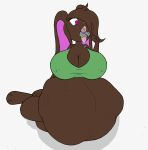  ambiguous_gender anthro big_breasts breasts carnivorousvixen chocola_(carnivorousvixen) female hair hair_over_eye hi_res huge_belly huge_breasts lagomorph leporid mammal nipple_outline one_eye_obstructed open_mouth oral_vore rabbit struggling_prey tongue vore 