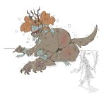  anthro antlers anus bandage beast_(bloodborne) big_butt bloodborne blush bodily_fluids brown_body brown_fur bubble_butt butt canid canine canis claws digital_drawing_(artwork) digital_media_(artwork) drooling duo female fingers fluffy fluffy_tail fromsoftware fur genital_fluids genitals ghoul_school gun hair hanna-barbera hi_res horn huge_butt human lying male mammal melee_weapon mhdrawin on_side orange_hair paws pussy pussy_juice ranged_weapon saliva scooby-doo_(series) sharp_teeth simple_background sony_corporation sony_interactive_entertainment sweat sword tail teeth the_hunter_(bloodborne) thick_thighs vicar_amelia weapon were werecanid werecanine werewolf white_background wide_hips winnie_werewolf_(ghoul_school) wolf 