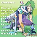  1boy animal_around_neck baizhu_(genshin_impact) braid changsheng_(genshin_impact) elios gardening_tips_(meme) genshin_impact green_hair hair_ornament hair_stick long_hair looking_at_viewer male_focus meme pants purple_pants semi-rimless_eyewear short_sleeves single_braid smile snake vision_(genshin_impact) white_snake yellow_eyes 