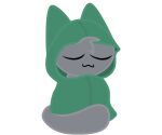  :3 cloak clothing domestic_cat eyes_closed felid feline felis gooblie_2 green_cloak green_clothing grey_body hi_res isaac_(gooblie_ii) male mammal simple_background sleeping smile solo tail 