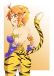  1girl animal_ears ass breasts breath_of_fire breath_of_fire_ii bustier cat_ears cat_girl cat_tail facial_mark fingerless_gloves full_body gloves jewelry looking_at_viewer open_mouth orange_hair pointy_ears rinpoo_chuan short_hair smile solo tail zanku 