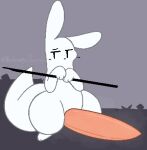  2023 anthro big_penis big_tail digital_drawing_(artwork) digital_media_(artwork) erection fur genitals holding_object holding_spear holding_weapon huge_penis male melee_weapon nonbinary_bunny paws penis pink_penis polearm rain_world slugcat_(rain_world) solo spear survivor_(rain_world) tail tapering_penis thick_thighs weapon white_body white_ears white_fur white_tail wide_hips 
