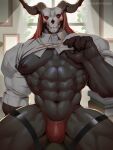  2023 3:4 abs animal_humanoid animal_skull barazoku biceps big_bulge big_muscles black_body black_nipples bone bulge clothed clothing deadbeat_incubus demon demon_humanoid dress_shirt elias_ainsworth for_a_head front_view headdress hi_res horn huge_muscles huge_thighs humanoid inside legband looking_at_viewer male muscular muscular_humanoid muscular_male nails navel nipples obliques pecs quads raised_clothing raised_shirt raised_topwear shirt sitting skull skull_head solo text the_ancient_magus_bride thick_thighs thighband thong topwear underwear url window 