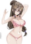  ace_attorney apolonia_07 breasts brown_hair highres jewelry lingerie long_hair magatama magatama_necklace maya_fey necklace solo underwear 