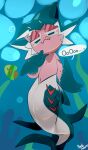  &lt;3 ambiguous_gender cookie_(cookie_run) fin fish hi_res humanoid licking licking_lips marine merfolk presto_(artist) seaweed shark shirtless solo sorbet_shark_cookie speech_bubble split_form sultry_gaze tongue tongue_out underwater water 