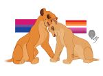  absurd_res disney duo eyes_closed felid female female/female feral head_to_head hi_res kingsimba lion mammal pantherine pride_color_flag simple_background sitting smile the_lion_guard the_lion_king tiifu_(the_lion_guard) vitani_(the_lion_king) white_background 