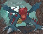 absurdres cave claws commentary_request druddigon fang full_body highres no_humans open_mouth oyasuminjyutsu pokemon pokemon_(creature) signature skin_fang solo spikes tongue yellow_eyes 