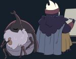  anthro arthropod beard beetle black_background canvas cape carapace clothing duo facial_hair harusuke hollow_knight horn insect looking_at_another looking_back male nailmaster_sheo nailsmith painting rhinoceros_beetle robe scarabaeid simple_background sitting team_cherry 