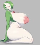  areola big_breasts big_butt blush bodily_fluids breasts butt cham22 female gardevoir generation_3_pokemon green_hair hair huge_breasts huge_thighs humanoid inverted_nipples kneeling looking_at_viewer narrowed_eyes nintendo nipples nude open_mouth pink_areola pokemon pokemon_(species) pupils red_eyes solo sweat sweaty_breasts thick_thighs white_body white_pupils 