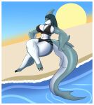  absurd_res beach big_breasts bikini breasts clothing female fish hi_res huge_breasts marine seaside shark swimwear 