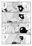  anthro black_body black_fur blush comic domestic_cat doujinshi duo felid feline felis fur furniture greyscale hi_res japanese_text kissing lagomorph leporid male male/male mammal monochrome rabbit rufuta_hachitani sofa text ueno_ebi_sen uwaharu_nezazono working_buddies! 