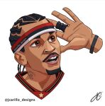  1boy allen_iverson dark_skin jcarillo_designs looking_at_another national_basketball_association non-web_source real_life solo solo_focus sportswear 