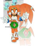  anthro big_breasts blush breasts chao_(sonic) dynablade2_(artist) echidna english_text female headgear hi_res mammal monotreme navel navel_piercing piercing profanity sega solo sonic_adventure sonic_the_hedgehog_(series) text tikal_the_echidna 