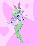  absurd_res big_breasts bow_tie breasts clothing collar costume fake_ears fake_rabbit_ears featureless_feet female gardevoir generation_3_pokemon hair hair_over_eye hi_res huge_breasts humanoid hyperflannel nintendo not_furry one_eye_obstructed pasties pokemon pokemon_(species) reverse_bunny_costume simple_background smile solo thick_thighs 
