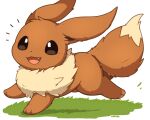  2020 ambiguous_gender brown_body brown_eyes brown_fur canid cute_fangs digital_media_(artwork) dipstick_tail eevee emanata feet feral fluffy fur generation_1_pokemon happy inukami_hikari kemono looking_at_viewer mammal markings neck_tuft nintendo open_mouth open_smile paws pokemon pokemon_(species) quadruped simple_background smile smiling_at_viewer solo tail tail_markings tan_body tan_fur toes tongue tuft white_background 
