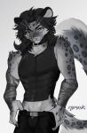  absurd_res anthro collar felid hi_res klemens male mammal pantherine snow_leopard solo 