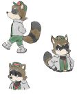  anthro baseball_cap canid canine clothing eyes_closed front_view half-length_portrait hands_behind_back hands_on_hips hat headgear headwear hi_res lidded_eyes male mammal multiple_images multiple_poses nintendo portrait pose raccoon_dog side_view simple_background solo star_fox tail tanuki theorbitalgate walking white_background yaru_de_pon 