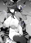  1girl 3boys breasts genshin_impact gigantic_breasts highres large_breasts large_penis multiple_boys penis raiden_shogun testicles thick_thighs thighs thirty_8ght 