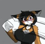  anthro big_breasts blush breasts choker cleavage clothed clothing fan_character female jewelry maxine_boulevard necklace pace-maker small_waist solo wiping 
