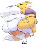  anthro bandai_namco belly belly_overhang belly_rolls big_belly big_breasts big_butt black_sclera breasts butt digimon digimon_(species) digital_media_(artwork) double_chin embarrassed fat_arms fat_legs female fur fuzzywooly hi_res huge_thighs hyper looking_at_viewer love_handles mammal morbidly_obese morbidly_obese_anthro morbidly_obese_female navel nude obese obese_anthro obese_female open_mouth overweight overweight_anthro overweight_female pudgy_belly renamon simple_background solo thick_thighs white_body white_fur wide_hips yellow_body yellow_fur 