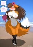  anthro beach big_breasts breasts canid canine female fox hi_res leavixen leokitsune mammal nude seaside solo wide_hips 