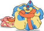 actualblueblu alpha_channel ambiguous_gender anthro belly belly_overhang blue_body crocodile crocodilian crocodylid croconaw digital_media_(artwork) double_chin duo floating generation_1_pokemon generation_2_pokemon hanging_belly happy immobile lickitung markings navel nintendo obese outline overweight pink_body pixel_(artwork) pokemon pokemon_(species) reptile scalie simple_background tail thick_tail tongue tongue_out transparent_background white_outline wrapped yellow_markings 