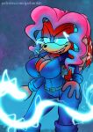  2023 anthro archie_comics belt breasts camel_toe cleavage clothed clothing electricity female garbunkle glowing glowing_eyes hand_on_hip hi_res holding_object holding_whip lien-da nipple_outline sega skinsuit smile solo sonic_the_hedgehog_(archie) sonic_the_hedgehog_(comics) sonic_the_hedgehog_(series) tail text tight_clothing url whip 