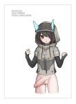  1boy black_hair bottomless character_request cropped_legs hood hood_up penis pixiv_id red_eyes snowbreak:_containment_zone solo stmast tagme testicles twitter_username uncensored white_background 