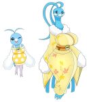  absurd_res altaria anthro asian_clothing beak big_breasts black_eyes blinking blue_body breasts clothed clothing dress duo east_asian_clothing female fur generation_3_pokemon hi_res japanese_clothing kimono nintendo pokeball pokemon pokemon_(species) purple_eyes simple_background swablu tail urusee584 white_background white_body white_fur wings yellow_clothing 