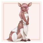  1:1 2023 absurd_res breasts brown_body brown_fur clothed clothing deer digital_media_(artwork) female fur hair hi_res hooves horn looking_at_viewer louart mammal signature simple_background smile solo taur 