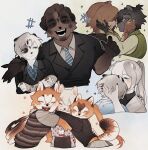  2022 anthro blue_eyes blue_necktie brown_body brown_clothing brown_fur brown_hair brown_shirt brown_topwear business_suit canid canine canis central_asian_shepherd clothing daughter domestic_dog duo embrace face_squish family father father_and_child father_and_daughter felid feline female fur grey_hair group hair herding_dog hi_res huckypaw hug male mammal multiple_images necktie nozomi_(huckypaw) open_mouth open_smile orange_body orange_fur orange_hair parent parent_and_child pastoral_dog pattern_necktie sehang_(huckypaw) shirt simple_background smile squish striped_necktie suit tan_body tan_fur topwear white_background white_body white_fur white_hair 