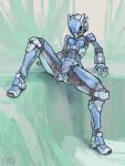  absurd_res android blue_body blush butt female hi_res humanoid kexkiro machine metallic_body not_furry robot socket solo 