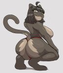  anthro beheleaf big_breasts big_butt breasts butt clothed clothing digital_media_(artwork) domestic_cat felid feline felis female fur hair hi_res huge_breasts huge_butt looking_at_viewer looking_back mammal minna_(beheleaf) nude simple_background smile solo tail text thick_thighs thong underwear wide_hips 