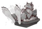  anthro barefoot claws eating feet food foot_fetish foot_focus fruit fur hi_res kredri male mammal nude paws plant procyonid raccoon simple_background soles solo tail text toe_claws toes 
