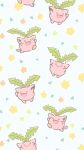  ^_^ animal_focus asakoline closed_eyes flower happy hoppip no_humans open_mouth pokemon pokemon_(creature) signature simple_background smile solid_circle_eyes triangle white_background 