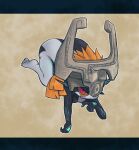  armor big_butt butt fawxhead female floating hair headgear helmet hi_res humanoid imp looking_at_viewer markings midna multicolored_body nintendo orange_hair pupils red_eyes short_stack slit_pupils solo the_legend_of_zelda the_legend_of_zelda:_twilight_princess thick_thighs twilight_princess two_tone_body 