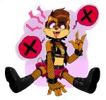  anthro archie_comics armwear boots bottomwear bra brown_body brown_fur brown_hair cheek_tuft chipmunk clothing collar cuff_(restraint) devil_horns_(gesture) facial_tuft fangs female fishnet fishnet_armwear fishnet_clothing fishnet_legwear fishnet_topwear footwear fur gesture ground_squirrel gutter-bunny hair half-closed_eyes hi_res leather leather_clothing leather_topwear leather_vest legwear mammal miniskirt narrowed_eyes open_mouth open_smile punk restraints rodent sally_acorn sciurid sega simple_background skirt smile solo sonic_the_hedgehog_(archie) sonic_the_hedgehog_(comics) sonic_the_hedgehog_(series) tan_body tan_fur teeth tongue tongue_out topwear tuft underwear vest wallet_chain white_background wrist_cuffs 