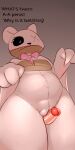  1_eye 3_fingers animate_inanimate anthro bandage bear dialogue disembodied_penis duo female fingers flat_chested fluffolio genitals living_plushie male mammal penis plushie polar_bear pupils pussy pussy_job slightly_chubby stitch_(sewing) surprise teddy_bear thick_thighs ursine white_body white_pupils 