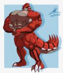  abs anthro biceps black_body digital_drawing_(artwork) digital_media_(artwork) digital_painting_(artwork) fangs flammars generation_3_pokemon groudon hi_res legendary_pokemon male male/male muscular nintendo pecs pokemon pokemon_(species) red_body reptile scalie solo teeth yellow_eyes yongdasom 