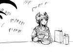  2023 annoyed anthro bovid breakfast caprine cereal demon female food goat hi_res hladilnik humor mammal onomatopoeia shay_(hladilnik) sketch sound_effects text 