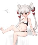  absurdres alternate_hairstyle amatsukaze_(kancolle) barefoot bikini brown_eyes collarbone dated feet_out_of_frame flat_chest frilled_bikini frills grey_hair hair_tubes highres kantai_collection long_hair maru_(marg0613) one-hour_drawing_challenge simple_background sitting swimsuit twitter_username two-tone_bikini two_side_up white_background white_bikini 