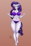  aiza_sama anthro anthrofied bikini blush breasts cleavage clothed clothing equid equine female friendship_is_magic hair hasbro hi_res horn mammal my_little_pony purple_hair rarity_(mlp) smile smiling_at_viewer solo swimwear unicorn 